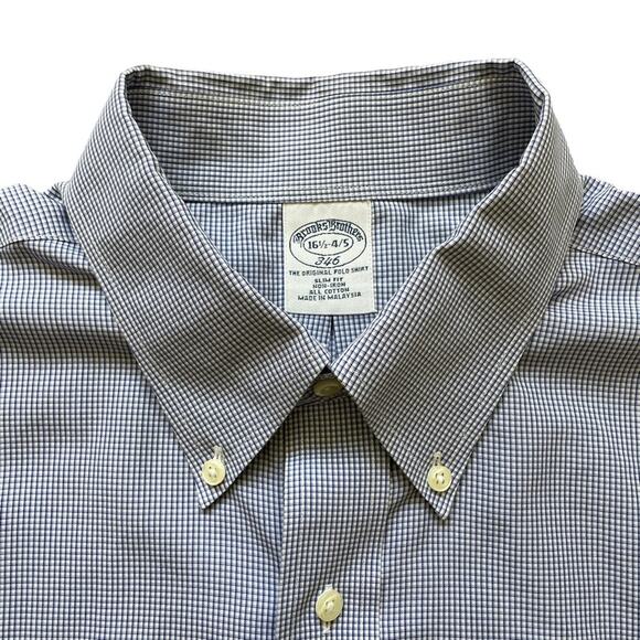 Brooks Brothers Blue and White Button Down Long Sleeve Dress Shirts 16.5 - 4/5 - Picture 4 of 16